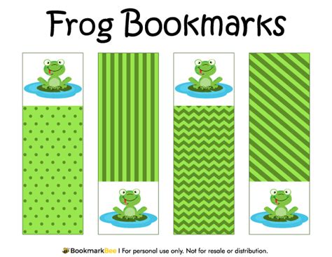 Frog Bookmark Printable